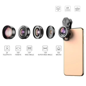 APEXEL 4K HD Cell Phone Lens Kit 5-in-1 Photography Lens for iPhone Android - Picture 1 of 36