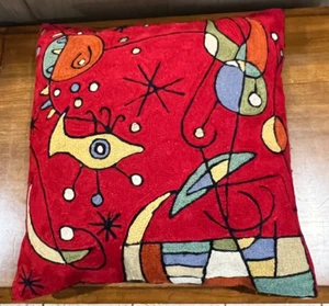 Zaida Handmade Kandinsky Style Wool Cushion Pillow 15" Abstract MCM Kashmir - Picture 1 of 10
