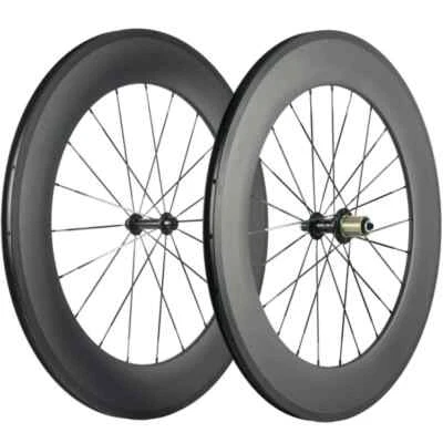 700C Carbon Road Bike Wheels 88mm Depth Clincher UD Matte R13 Hub Bike Wheelset - Image 1 of 4