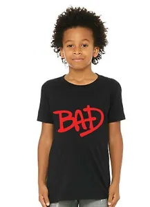 Michael Jackson Bad Retro Logo Unisex Kids Crewneck Short Sleeve Shirt - Picture 1 of 2