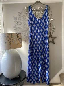 George Blue & White Wide Leg Jumpsuit UK Size 20 Also Suit 22 - Picture 1 of 8