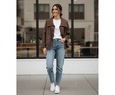 April Cornell Brown Linen Jacket Blazer, Size Large, Business Casual Retro - Image 1 of 4