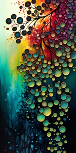 Canvas Art Teal Blue Purple Circle Tree Wall Picture Poster Print - Picture 1 of 22
