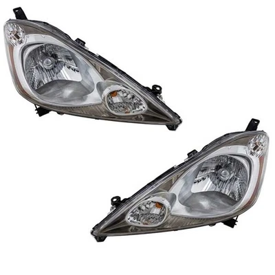 09-11 FIT Sport Front Headlight Headlamp w/Tinted Chrome Bezel w/Bulb PAIR SET - Imagem 1 de 4
