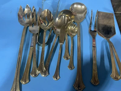 13 Pc Stainless Gold Serving Set - Image 1 of 2
