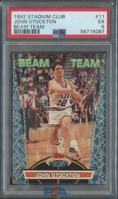 1992 Stadium Club John Stockton Beam Team Insert Utah  Jazz  PSA 5 RARE - Image 1 of 2