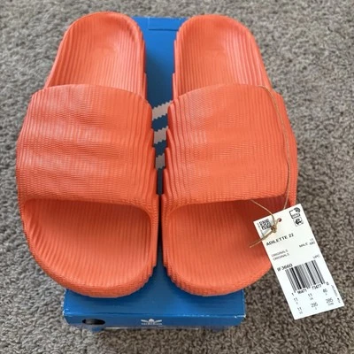 Adidas Adilette 22 Slide Slippers 'Orange' New Size 11 Men’s Unisex Slip On New - Image 1 of 4