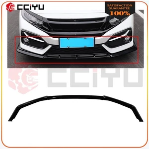3PC Fits 2016-2021 Civic Hatchback & Si Front Bumper Lip Spoiler Painted Black - Picture 1 of 5