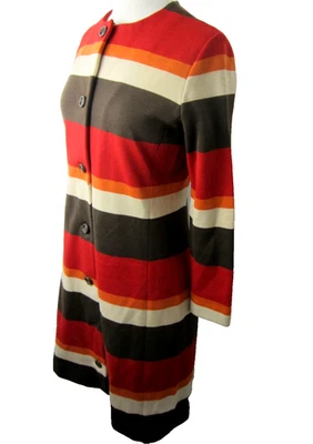 Vestido Vintage Años 70 ACT III Tejido Botón Frontal Naranja Rayas Para Mujer M Hippie Otoño Foto 1 de 4