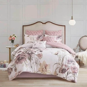 Juego de edredón estampado algodón rubor reina 8 piezas Madison Park Gisele - Imagen 1 de 11