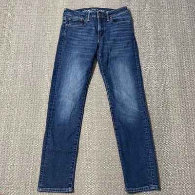 Pantalones de mezclilla rectos ajustados American Eagle Airflex+ para hombre 28x30 elásticos azul oscuro Foto 1 de 4