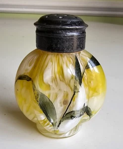 EAPG Victorian Glass Salt Pepper Shaker Phoenix Wings Yellow Optic - Picture 1 of 22