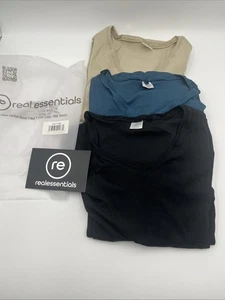 Real Essentials 2 Pack: Ladies Ribbed V Neck T-shirt Dress Size 2XL - Picture 1 of 4