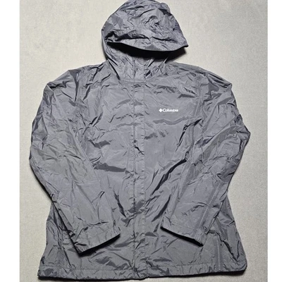 Columbia Windbreaker Jacket Gray Lightweight Full Zip Hooded Coat Mens - Image 1 of 4