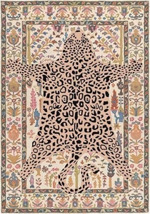 Floral with leopard print Carpets for Living Room and Bedroom | Sky Blue - Picture 1 of 7