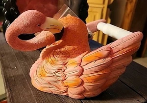 Flamingo Toilet Paper Holder Resin Pink Tropical Decor Rare find Hobby Lobby New - Picture 1 of 7