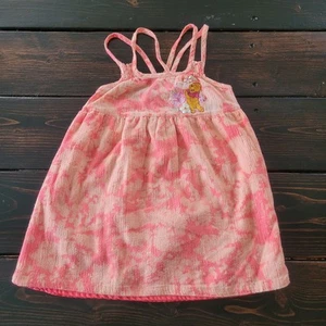 Vintage 90s Y2K Winnie the Pooh Pink Sleeveless Strap Embroidered Dress Girls 4T - Bild 1 von 7