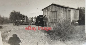 Small ca.1920 Alamo Crossing, Arizona Bill Williams Cabin & Truck PHOTOGRAPH - Picture 1 of 3
