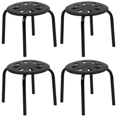 Metal & Plastic Nesting Stack Stools 11.5 in. Black 4 Pack Kids And Coffee Table - Image 1 of 4
