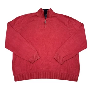 Brooks Brothers Sweater Mens XL Red Cotton 1/4 Zip Long Sleeve Pullover Casual - Picture 1 of 8