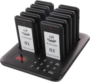 Sistema cercapersone ristorante, 10 cercapersone wireless, tastiera touch chiamata clienti wa - Foto 1 di 12