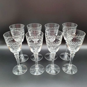 Vintage Lorbeerkranz TIFFIN FRANZISKANER Claret Weinschliff Kristall ACHTer SET - Bild 1 von 6