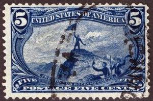 US Sc 288 Dull Blue 5¢ 1898 Black Circular Date Stamp Cancel - Picture 1 of 1