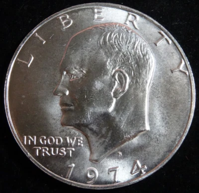 1974-S Eisenhower Silver Dollar Uncirculated 40% Silver $1 US Mint Coin - Image 1 of 4