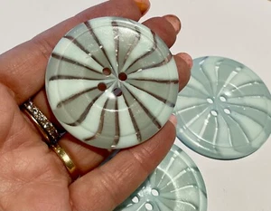 Extra Large Blue Swirl Button 50mm Flat Backed 4 Hole A53-6 Aussie Seller - Picture 1 of 4