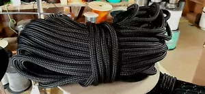 7/16 " x 200 ft. Double Braid-Yacht Braid Polyester Rope Hank.Black.Made in USA.