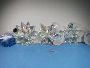 FACETS Acrylic Iridescent Snowflake Hanging X-Mas Ornaments-Lot of 3-Enesco-NEW - Picture 1 of 4