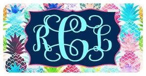 Pineapple Aqua Personalized Monogrammed License Plate Custom Auto Car Tag - Imagen 1 de 4