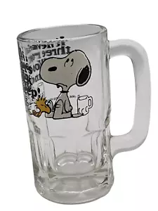 Peanuts Snoopy & Woodstock "IT NEVER FAILS"-16oz Glass Mug Vintage-Free Ship. - Picture 1 of 11