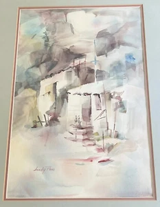 Sandy Piano Original Watercolor Painting Adobe-style Pueblo-style *Without Frame - Picture 1 of 12