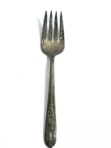 Servidor de Horquilla Oneida Royal Rose Nobility Placa Plateada TAL CUAL Deslustre 8 5/8 - Imagen 1 de 3