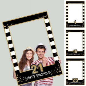Happy 16 21 30 60th 1st Photo Protector Photo Frame Props Birthday Party Supply - Picture 1 of 32