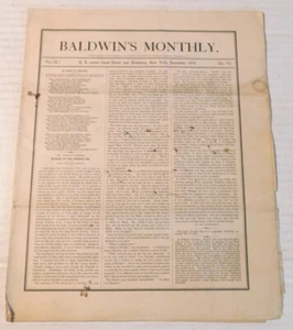 BALDWINS MONTHLY. VOL. IX, NO. VI - 1874 Baldwin the Clothier men clothing store - Foto 1 di 4