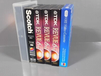 6 cintas VHS diversas (presuntas en blanco) 3-tdk, 1-tozaj, 1-scotch, 1-basf abiertas Foto 1 de 4