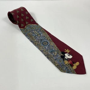 Mickey & Co Atlas Design Silk Tie Red Blue Gold Geometric Mens Necktie 60 x 3.75 - Picture 1 of 7