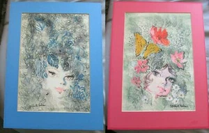 2 Mid-Century Paintings, Flower Girls of Nature by Miles R. Hodson Palm Springs - Picture 1 of 10