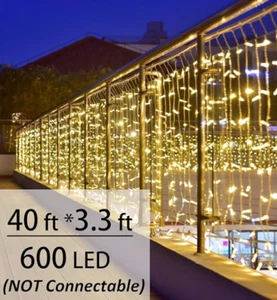 Luces de cortina LED exteriores Solhice 40 pies x 3 pies para patio trasero, enchufe 600 LED - Imagen 1 de 7