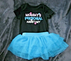 FADED GLORY MOMMYS MOMMY'S PERSONAL ASSISTANT BODYSUIT & BLUE TUTU GIRL 3-6 - Picture 1 of 2