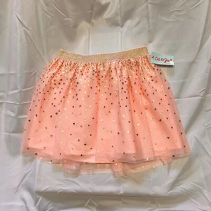 Cat & Jack - Girl's Gold Hearts Print Pink Tulle Day Skirt - Picture 1 of 1