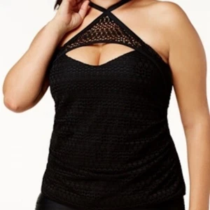 Costume da bagno donna Island Escape 20W Tankini top nero maglia uncinetto ferretto reggiseno - Foto 1 di 8