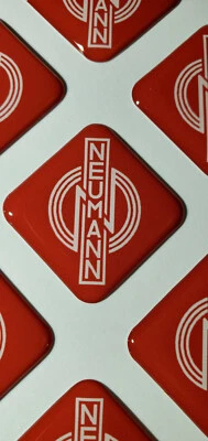 Custom Neumann Logo Dome Epoxy Badge Sticker- Red & White - Image 1 of 4