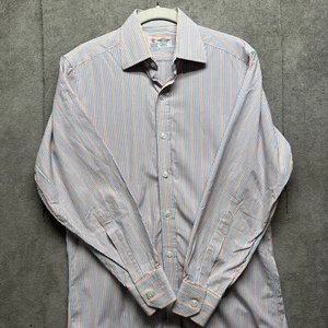Turbull & Asser Men’s 15.5 Shirt Pink Blue Stripe Old Money Tailored Luxury Fit - Picture 1 of 7