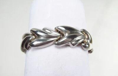 Brazalete Eslabón Chevron Hoja Floral Plata Esterlina QVC Milor Italia Usado 7.5" Foto 1 de 4