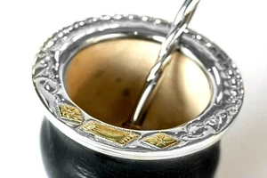 Zucca Mate Camionero | Zucca Mate in pelle nera | con cannuccia - Foto 1 di 10