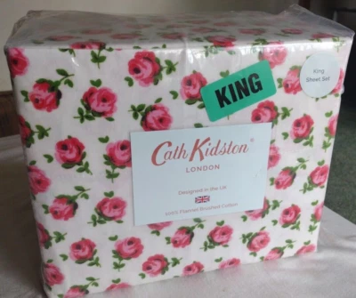 JUEGO DE SÁBANAS CATH KIDSTON "BUTTON ROSE" 100% FRANELA ALGODÓN CEPILLADO ~ King Foto 1 de 4
