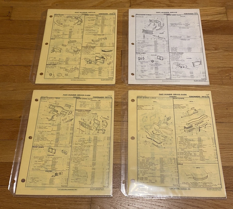 1968/1969/1970/1971/1972/1973/1974 Oldsmobile Toronado números de pieza/libro de piezas Foto 1 de 1